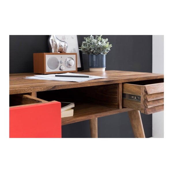 REPA tömör sheesham fa piros fiókos íróasztal - Skyport-image-3