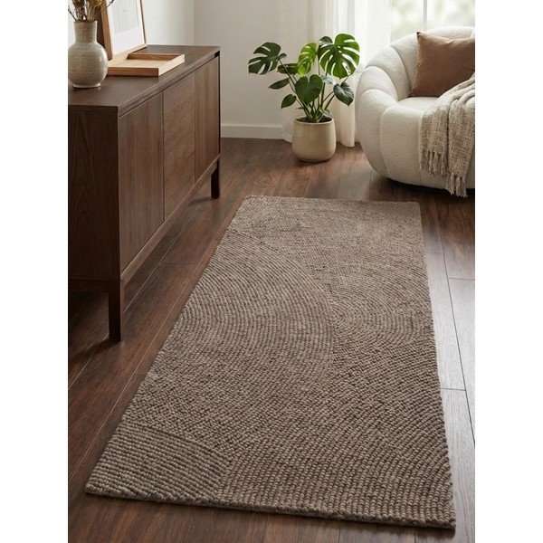Szürkésbarna kézi szövésű gyapjú futószőnyeg 80x200 cm Calmio – Hanse Home-image-1