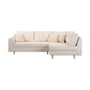 Krémszínű kordbársony sarokkanapé (jobb oldali) Ariella – Ropez
