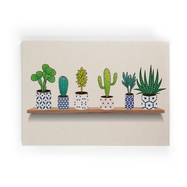 Lino Cactus Shelve vászonkép, 60 x 40 cm - Really Nice Things