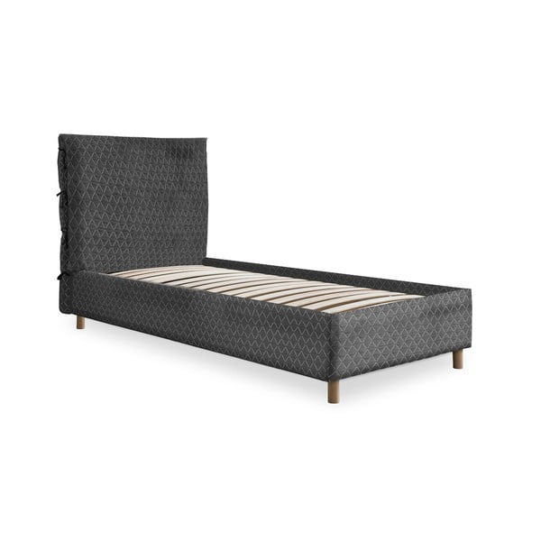 Szürke kárpitozott egyszemélyes ágy ágyráccsal 90x200 cm Sleepy Luna – Miuform-image-2