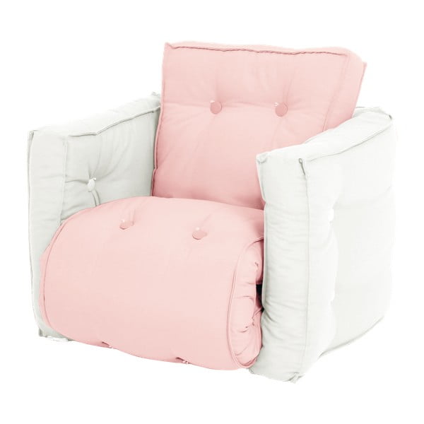 Mini Dice halvány rózsaszín kinyitható gyermek fotel, natúr vázzal - Karup