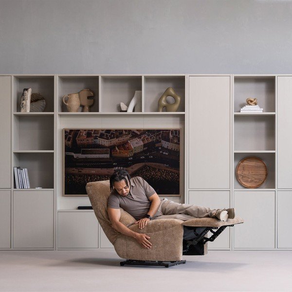 Világosbarna állítható kordbársony relaxációs fotel Hein – WOOOD-image-1