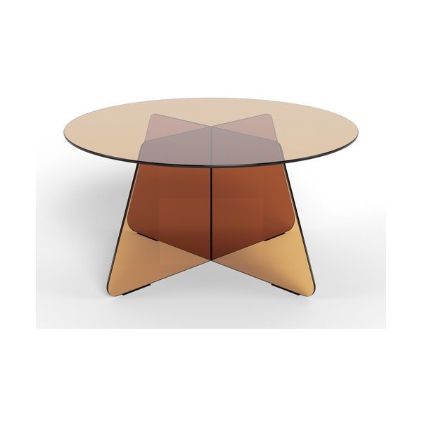 Barna üveg kerek dohányzóasztal ø 80 cm Samos – Actona-image-2