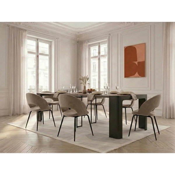 Fekete-natúr színű konzolasztal 50x110 cm Albane – Bobochic Paris-image-4