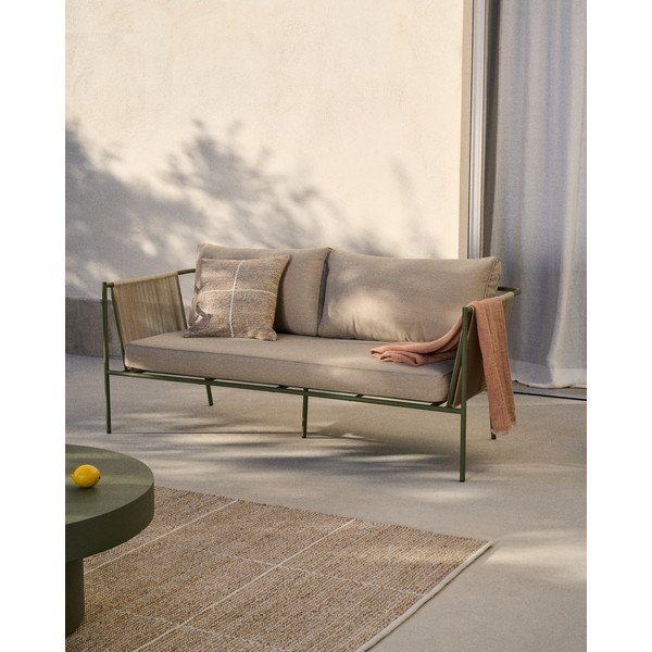 Zöld-bézs kárpitozott kerti kanapé Zivia – Kave Home-image-1