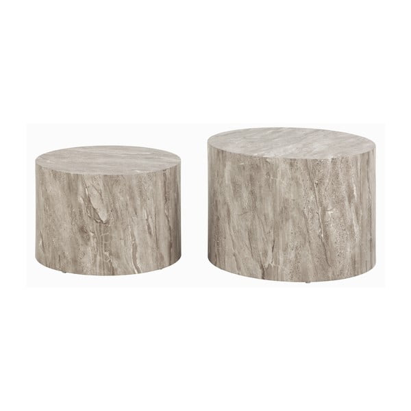 Szürke kerek dohányzóasztal szett kő dekorral, 2 db-os ø 58 cm Dice – Actona-image-4