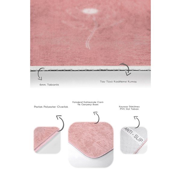 Rózsaszín bársony fürdőszobai kilépő szett 2 db-os 60x100 cm – Mila Home-image-3