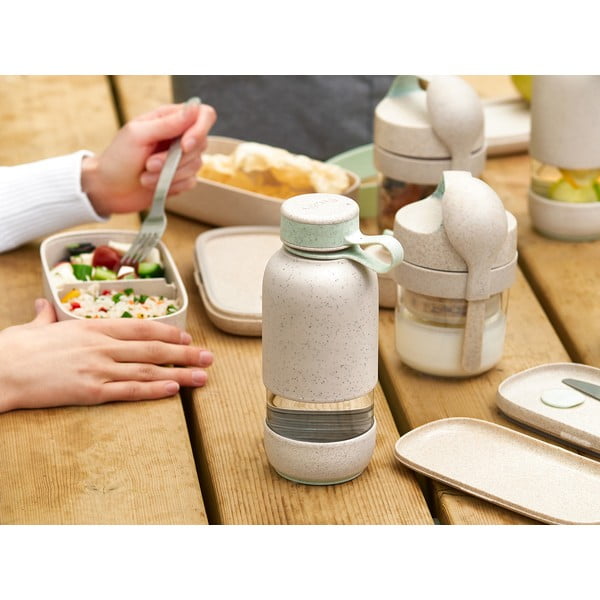 Krémszínű üveg utazó ivópalack 500 ml To Go Organic – Lékué-image-1