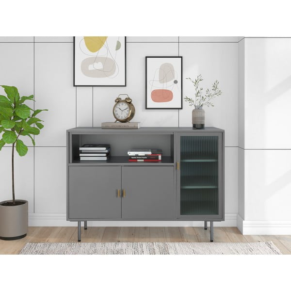 Szürke fém tálalószekrény 104x80 cm Rosalie – Støraa-image-1