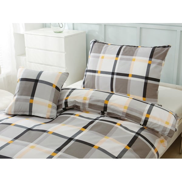 Barna-krémszínű egyszemélyes háromrészes mikroszatén ágyneműhuzat 140x200 cm Henry – My House-image-1