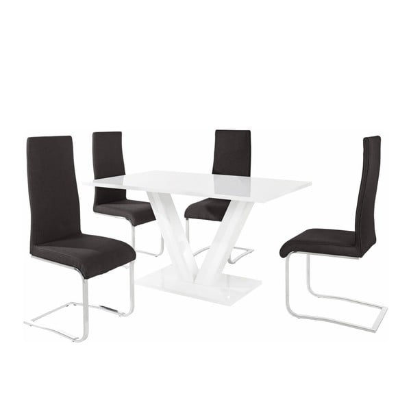 Aaron asztal és 4 részes fekete szék szett - Støraa
