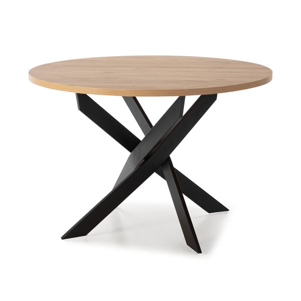 Kerek étkezőasztal tölgyfa dekoros asztallappal 120x120 cm Ther – Marckeric