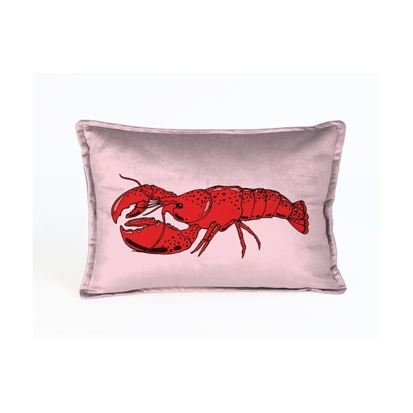 Lobster rózsaszín bársonypárna homárral, 50 x 35 cm - Velvet Atelier