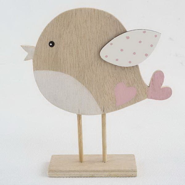 Love Birdie fa dekoráció rózsaszín részletekkel - Dakls