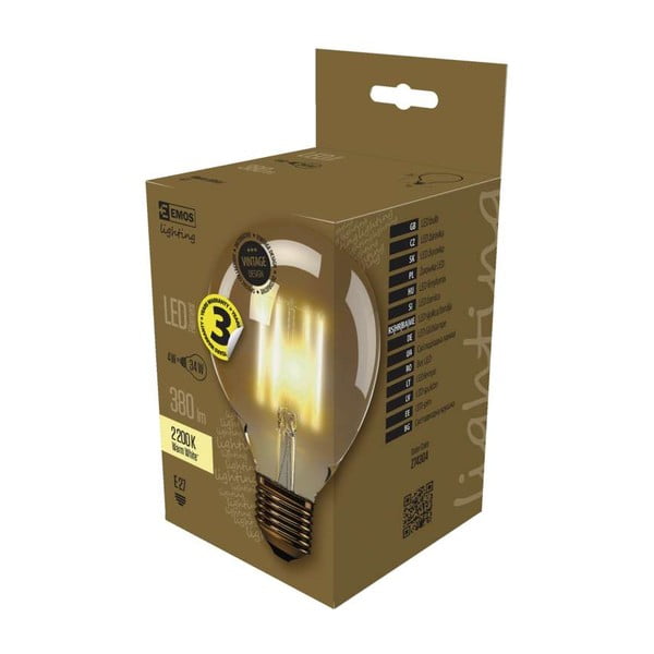 Vintage Warm White LED izzó, G95, 4W E27 - EMOS-image-2