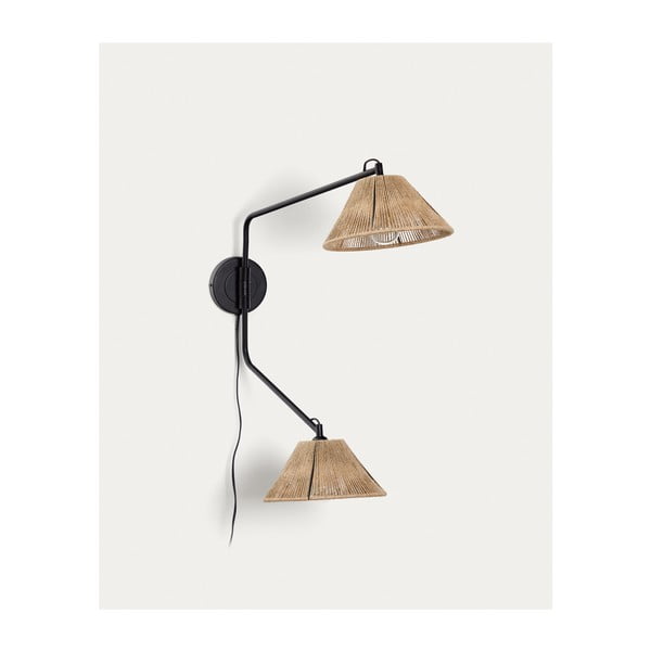 Fekete-natúr színű fali lámpa Pontos – Kave Home-image-3