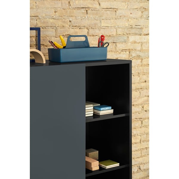 Fekete-antracitszürke magas komód tolóajtóval 120x140 cm Nube – Teulat-image-1