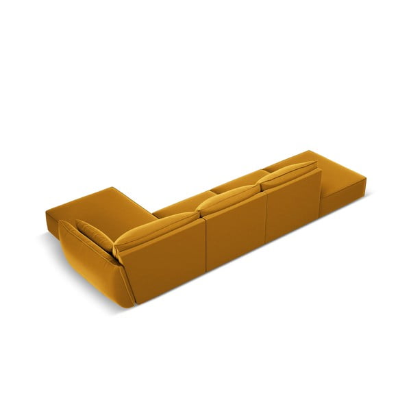 Mustársárga bársony sarokkanapé (jobb oldali-heverő résszel) Vanda – Mazzini Sofas-image-3