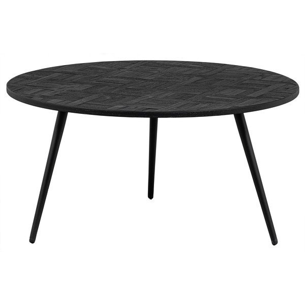 Fekete kerek teakfa dohányzóasztal ø 74 cm Leo – WOOOD-image-2