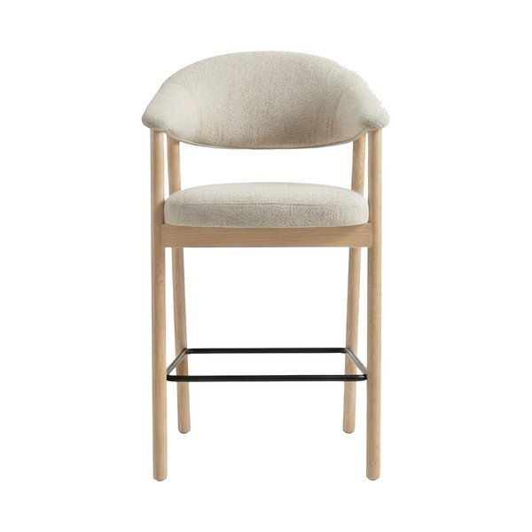 Krémszínű-natúr színű kárpitozott karfás bárszék (ülésmagasság 67 cm) Elk – Unique Furniture-image-1
