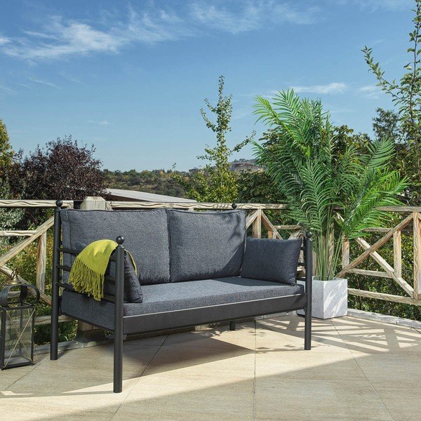 Szürke fém kerti kanapé Manyas – Floriane Garden-image-1