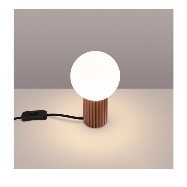 Világosbarna asztali lámpa üveg búrával (magasság 19 cm) Orbital – Sollux-image-1