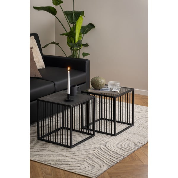 Tárolóasztal kő dekorral 40x40 cm Strington – Actona-image-1