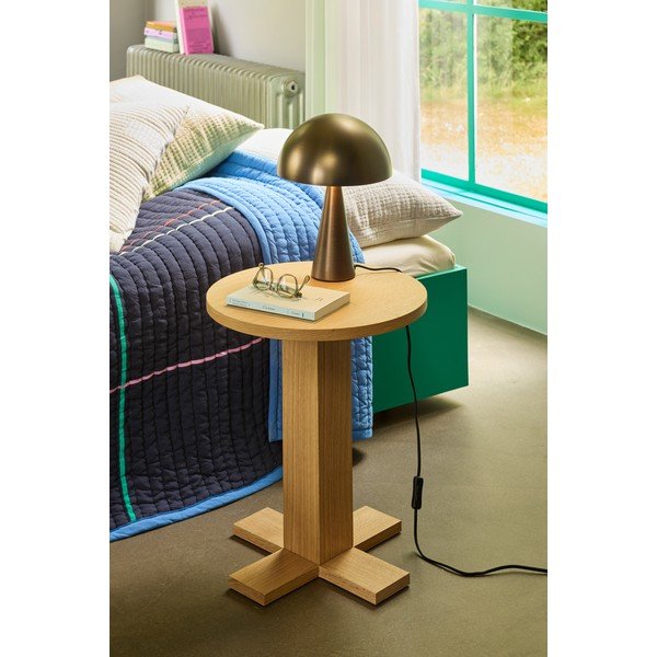 Kerek tárolóasztal tölgyfa dekorral ø 45 cm Koohi – Hübsch-image-1