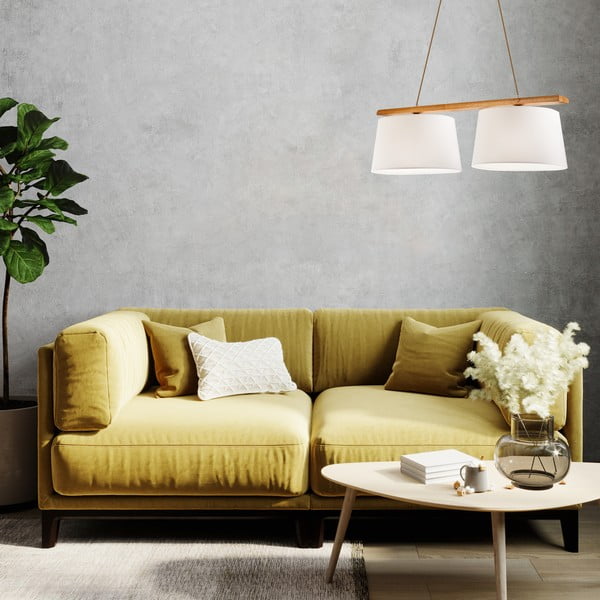 Barna függőlámpa textil búrával ø 35 cm Aida – LAMKUR-image-2