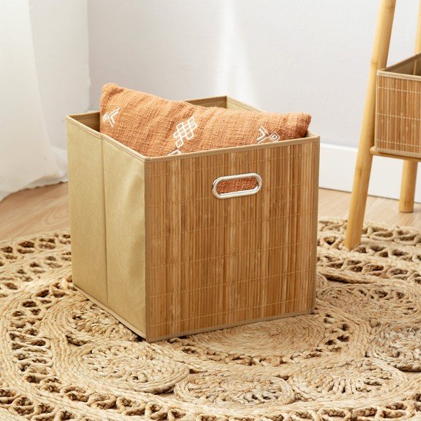 Bambusz tárolókosár polcos állványhoz 31x31x31 cm Anji – Compactor-image-1