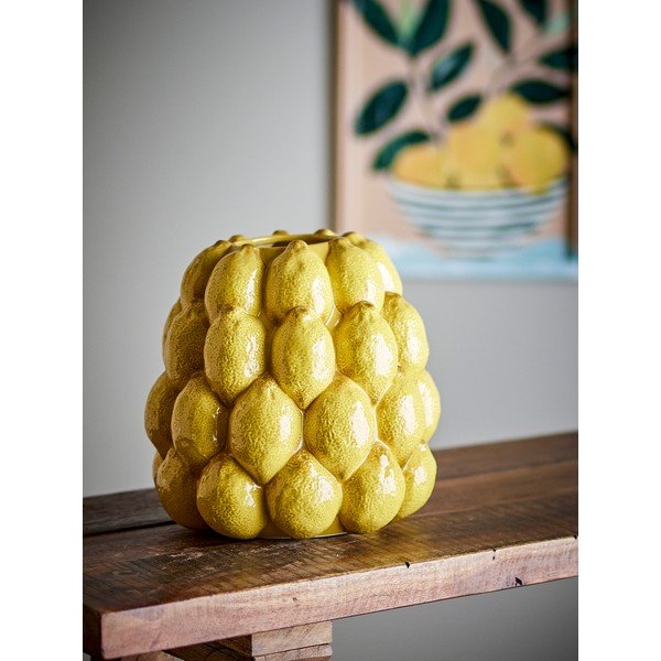 Sárga kőedény kézzel festett váza (magasság 22 cm) Limone – Bloomingville-image-3