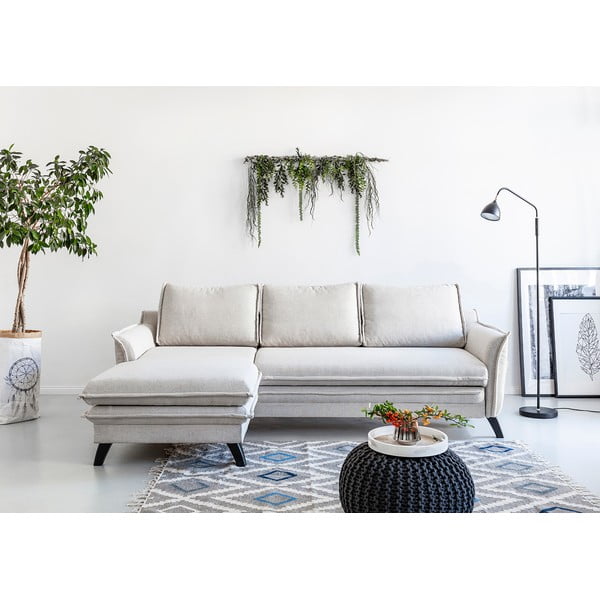 Charming Charlie világosbézs kinyitható sarokkanapé, bal oldali - Miuform-image-1