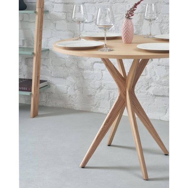 Kerek bővíthető étkezőasztal kőrisfa dekoros asztallappal 45x90 cm Jubi – Ragaba-image-3