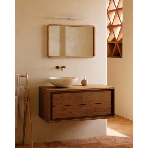 Barna teakfa fali mosdó alatti szekrény 90x40 cm Kenta – Kave Home-image-1