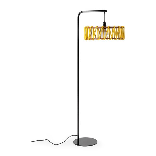 Macaron állólámpa fekete konstrukcióval és nagy sárga lámpabúrával - EMKO