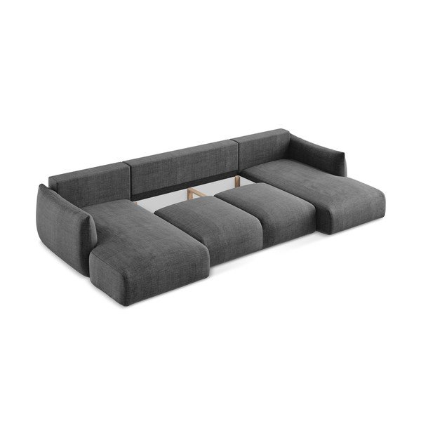 Sötétszürke kinyitható  sarokkanapé (U alakú) Leila – Makamii-image-4