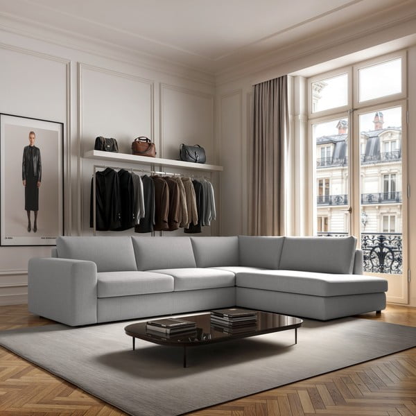 Világosszürke sarokkanapé (jobb oldali-L alakú) Baga – Rodier-image-1