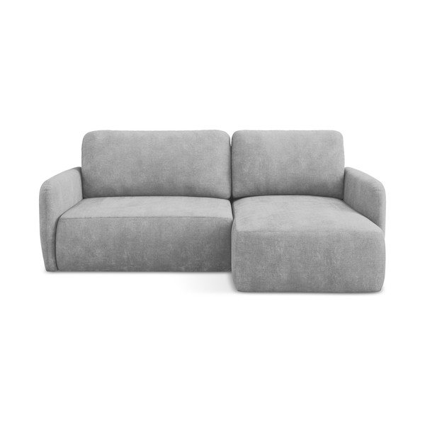 Világosszürke zsenília kinyitható-tárolóhelyes sarokkanapé (jobb oldali-heverő résszel) Lilo – Makamii