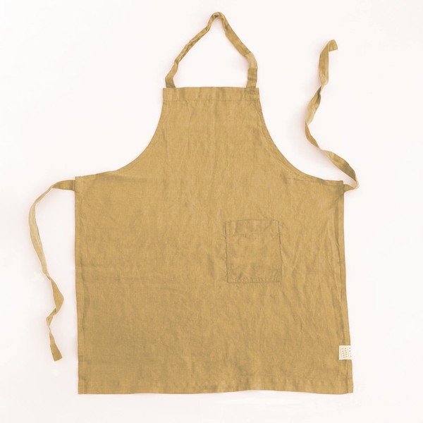 Regular sárga gyerek len kötény, 57 x 47 cm - Linen Tales