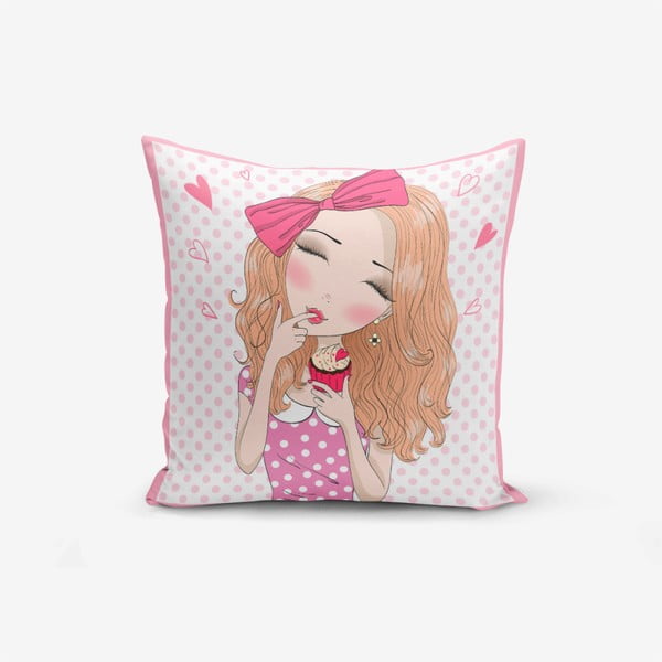 Girl With Cupcake párnahuzat, 45 x 45 cm - Minimalist Cushion Covers