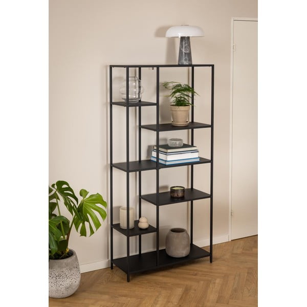 Fekete fém könyvespolc 80x165 cm Newcastle – Actona-image-4