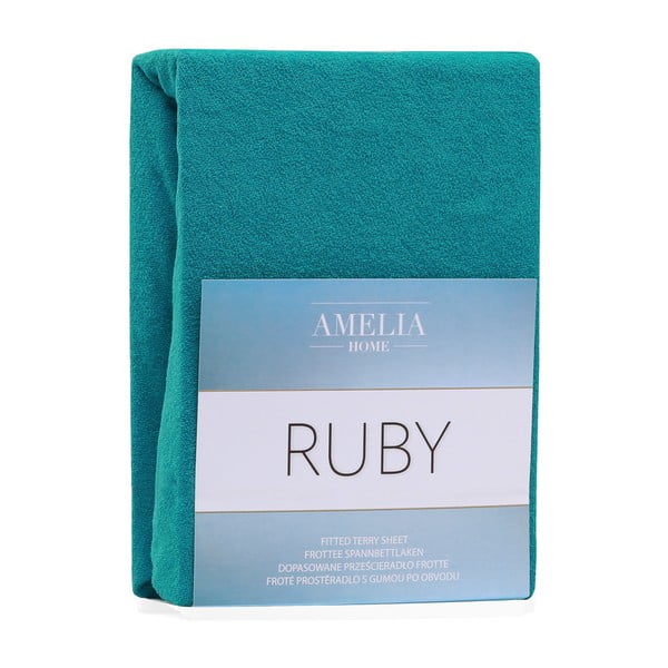 Sötétzöld-kék gumis frottír lepedő 140x200 cm Ruby – Restilo-image-2