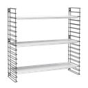Libro háromszintes fekete polc fehér elemekkel, hossz 70 cm - Metaltex