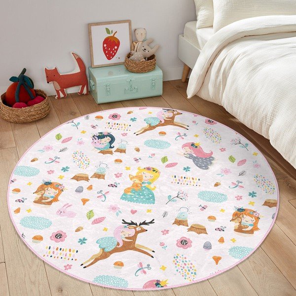 Világos rózsaszín gyerek szőnyeg ø 100 cm Comfort – Mila Home-image-3