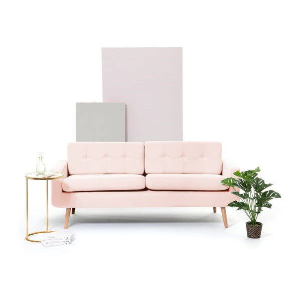 Ina pasztell rózsaszín 3 személyes kanapé - Vivonita-image-3