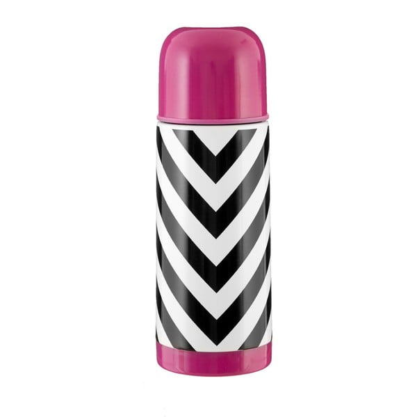 Vacuum fekete-fehér csíkos termosz rózsaszín fedővel, 350 ml - Premier Housewares
