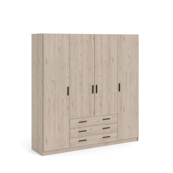 Natúr színű ruhásszekrény tölgyfa dekorral 196x200 cm Sprint – Tvilum-image-2