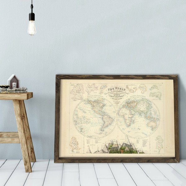 Globe fakeretes fali kép, 70 x 50 cm-image-1