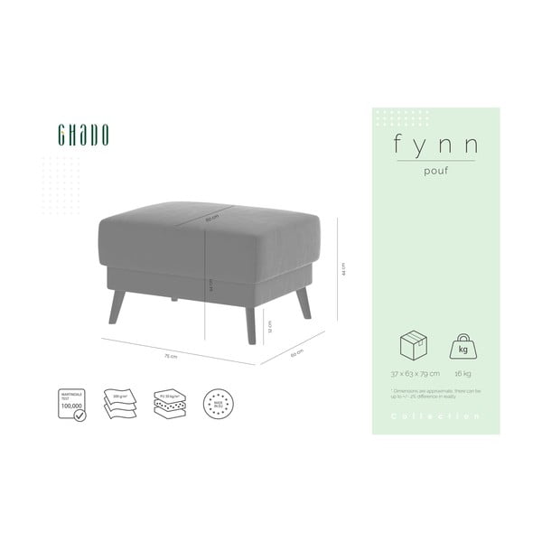 Fynn sötétkék puff bársony kárpittal - Ghado-image-3